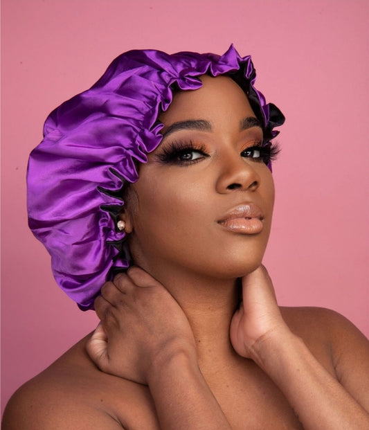 Purple Double Layer Hair Bonnet - Kay Nicole Cosmetics 